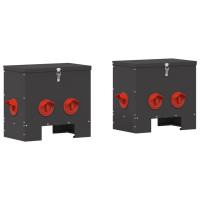 Produktbild för Hönsfodertråg 2 pcs Svart 40,5 x 25 x 38 cm Kallvalsat Stål