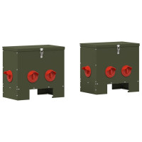 Produktbild för Hönsfodertråg 2 pcs Olivgrön 40,5 x 25 x 38 cm Kallvalsat Stål