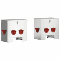 Produktbild för Hönsfodertråg 2 pcs Silver 40,5 x 25 x 38 cm Galvaniserat Stål