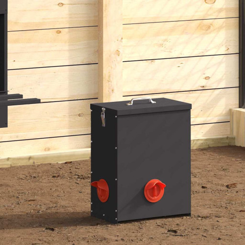 vidaXL Hönsfodertråg 2 pcs Svart 32,5 x 20,5 x 43 cm Kallvalsat Stål