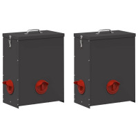 Produktbild för Hönsfodertråg 2 pcs Svart 32,5 x 20,5 x 43 cm Kallvalsat Stål