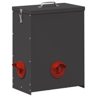 Produktbild för Hönsfodertråg 2 pcs Svart 32,5 x 20,5 x 43 cm Kallvalsat Stål