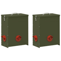 Produktbild för Hönsfodertråg 2 pcs Olivgrön 32,5 x 20,5 x 43 cm