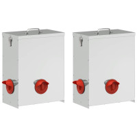 Produktbild för Hönsfodertråg 2 pcs Silver 32,5 x 20,5 x 43 cm