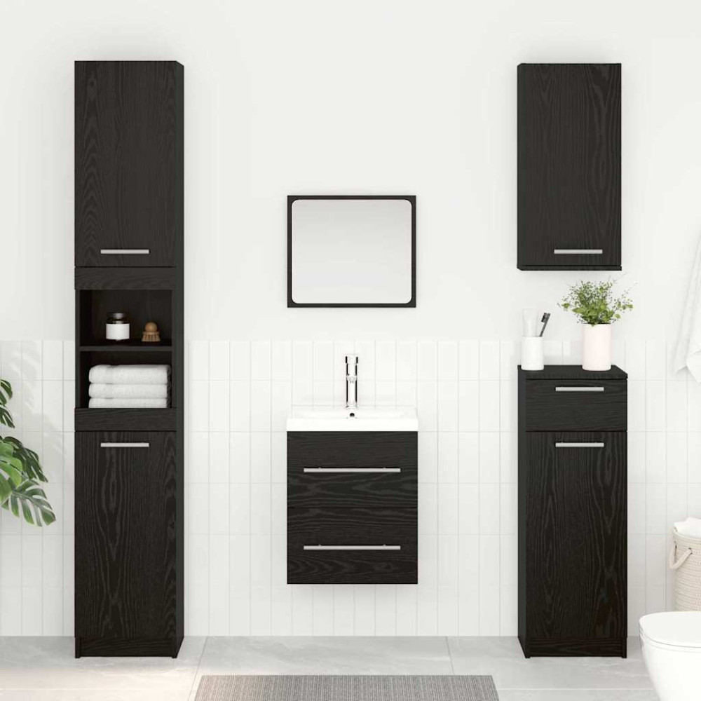 Produktbild för Diskbänksskåp Svart Ek 38,5 x 41 x 48 cm Konstruerat trä