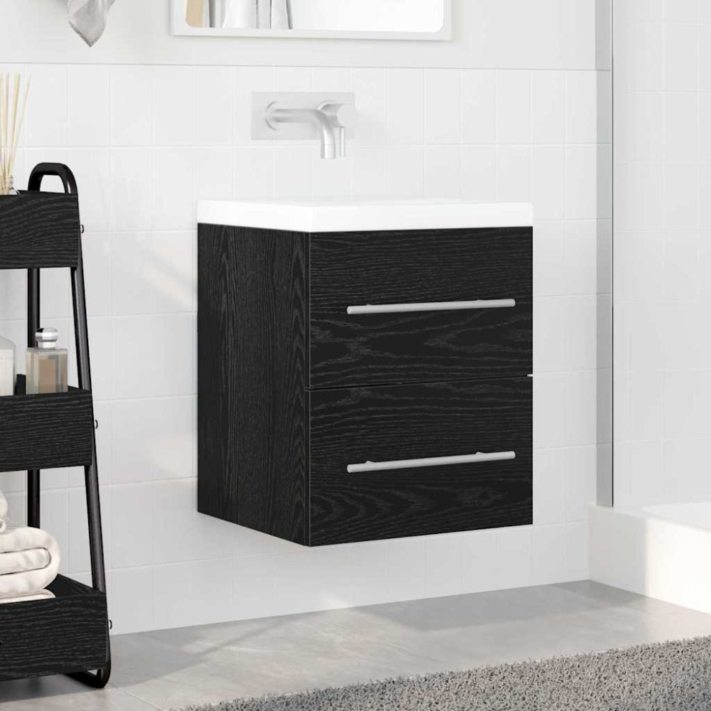 Produktbild för Diskbänksskåp Svart Ek 38,5 x 41 x 48 cm Konstruerat trä