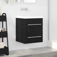Produktbild för Diskbänksskåp Svart Ek 38,5 x 41 x 48 cm Konstruerat trä