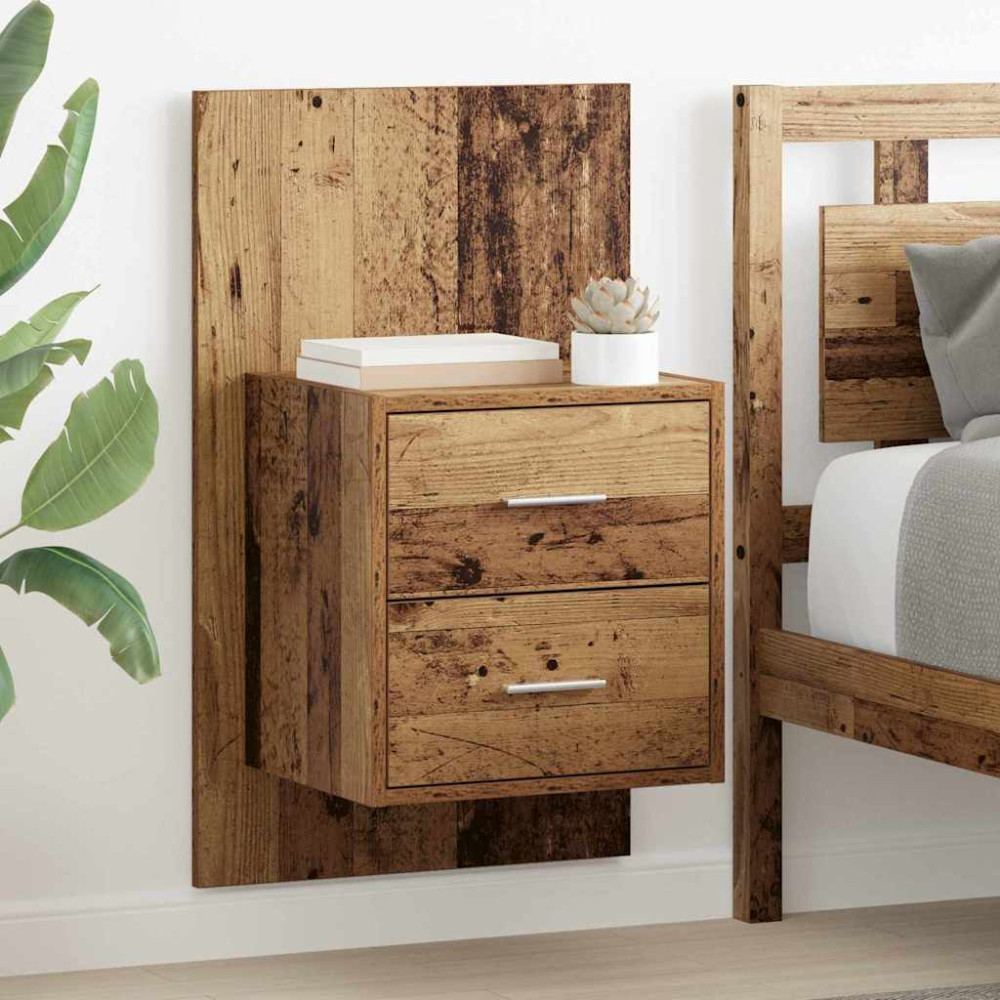 Produktbild för Väggmonterad sänggavel 2 pcs Gammalt trä 48,5 x 32,5 x 80 cm