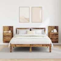 Produktbild för Väggmonterad sänggavel 2 pcs Gammalt trä 48,5 x 32,5 x 80 cm