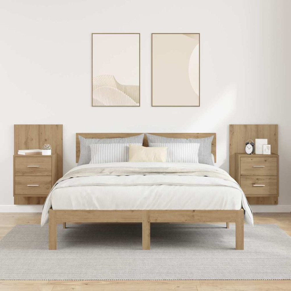 Produktbild för Väggmonterad sänggavel 2 pcs Artisan Ek 48,5 x 32,5 x 80 cm