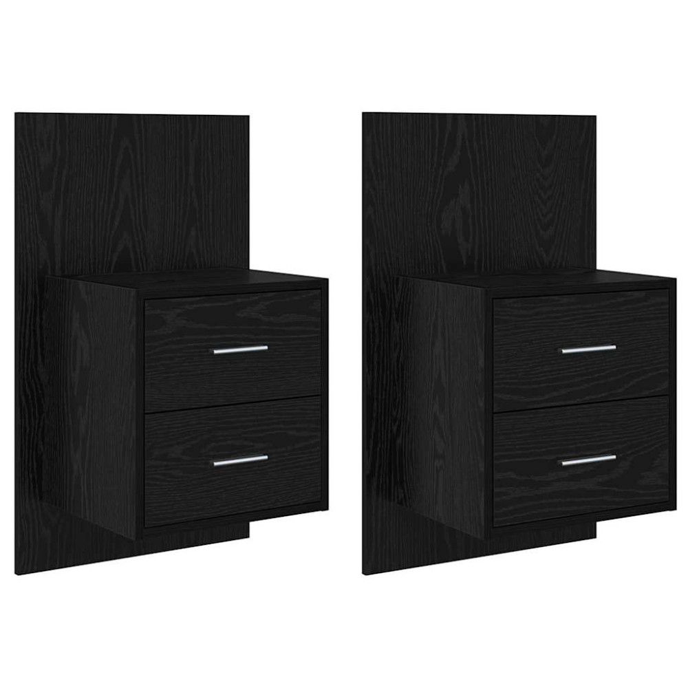 Produktbild för Väggmonterad sänggavel 2 pcs Svart Ek 48,5 x 32,5 x 80 cm