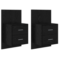 Produktbild för Väggmonterad sänggavel 2 pcs Svart Ek 48,5 x 32,5 x 80 cm