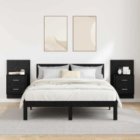 Produktbild för Väggmonterad sänggavel 2 pcs Svart Ek 48,5 x 32,5 x 80 cm