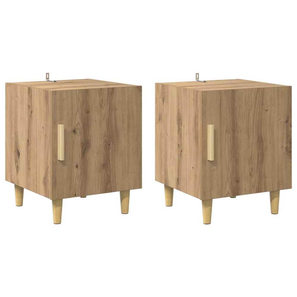 Produktbild för Nattduksbord 2 pcs Artisan Ek 40 x 40 x 50 cm Konstruerat trä