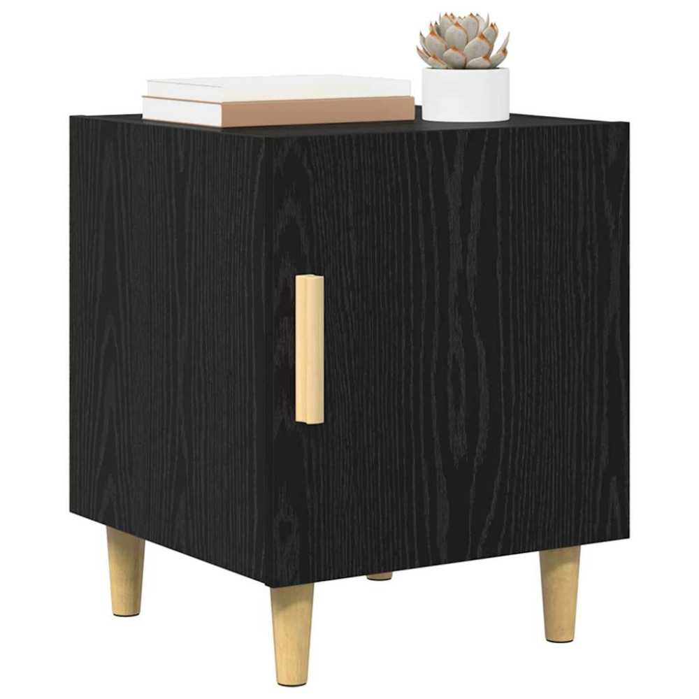 Produktbild för Nattduksbord Svart Ek 40 x 40 x 50 cm Konstruerat trä
