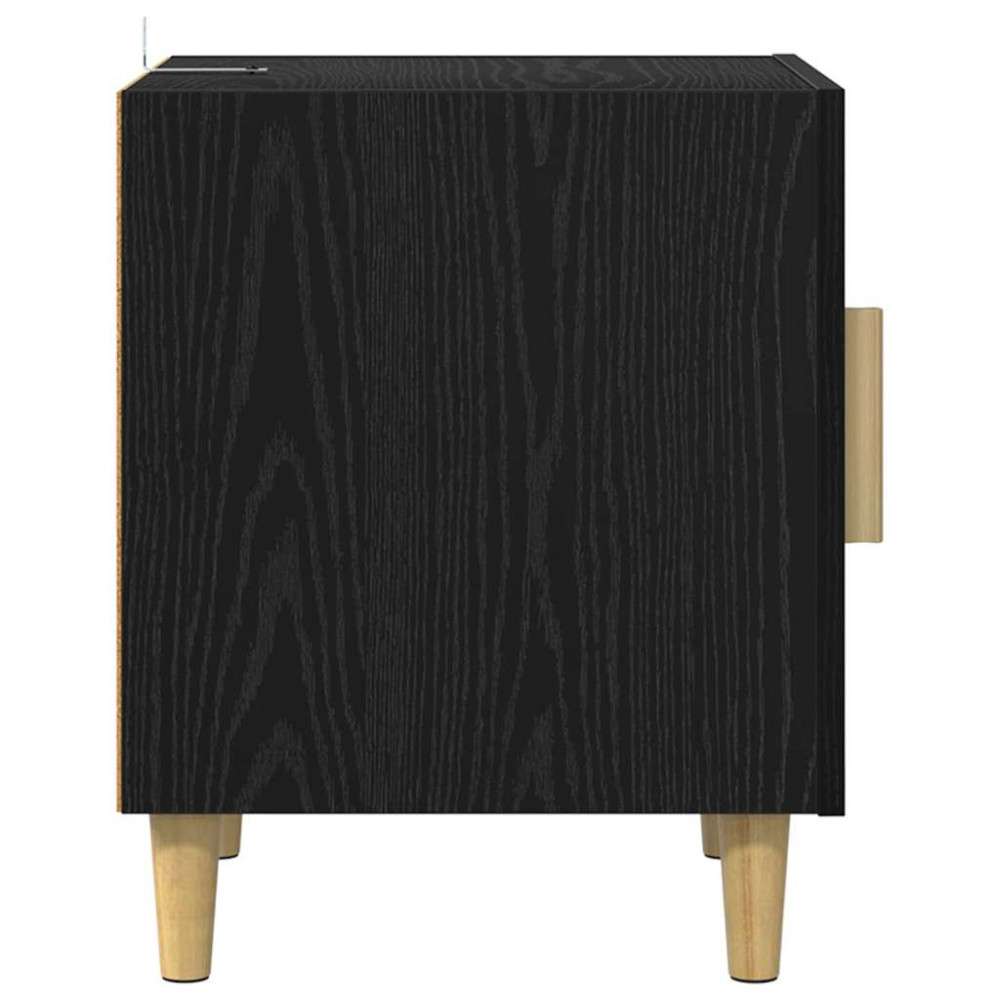 Produktbild för Nattduksbord Svart Ek 40 x 40 x 50 cm Konstruerat trä