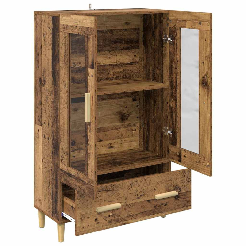 Produktbild för Skåp med låda Gammalt trä 70 x 31 x 115 cm Konstruerat trä