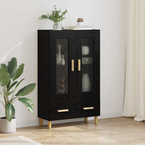 vidaXL Skåp med låda Svart Ek 70 x 31 x 115 cm Konstruerat trä