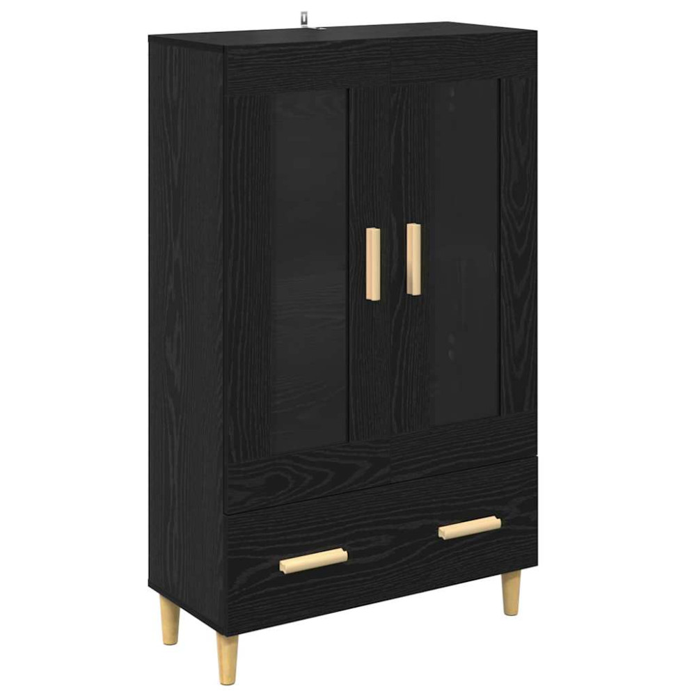 Produktbild för Skåp med låda Svart Ek 70 x 31 x 115 cm Konstruerat trä