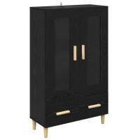 Produktbild för Skåp med låda Svart Ek 70 x 31 x 115 cm Konstruerat trä