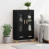 Produktbild för Skåp med låda Svart Ek 70 x 31 x 115 cm Konstruerat trä
