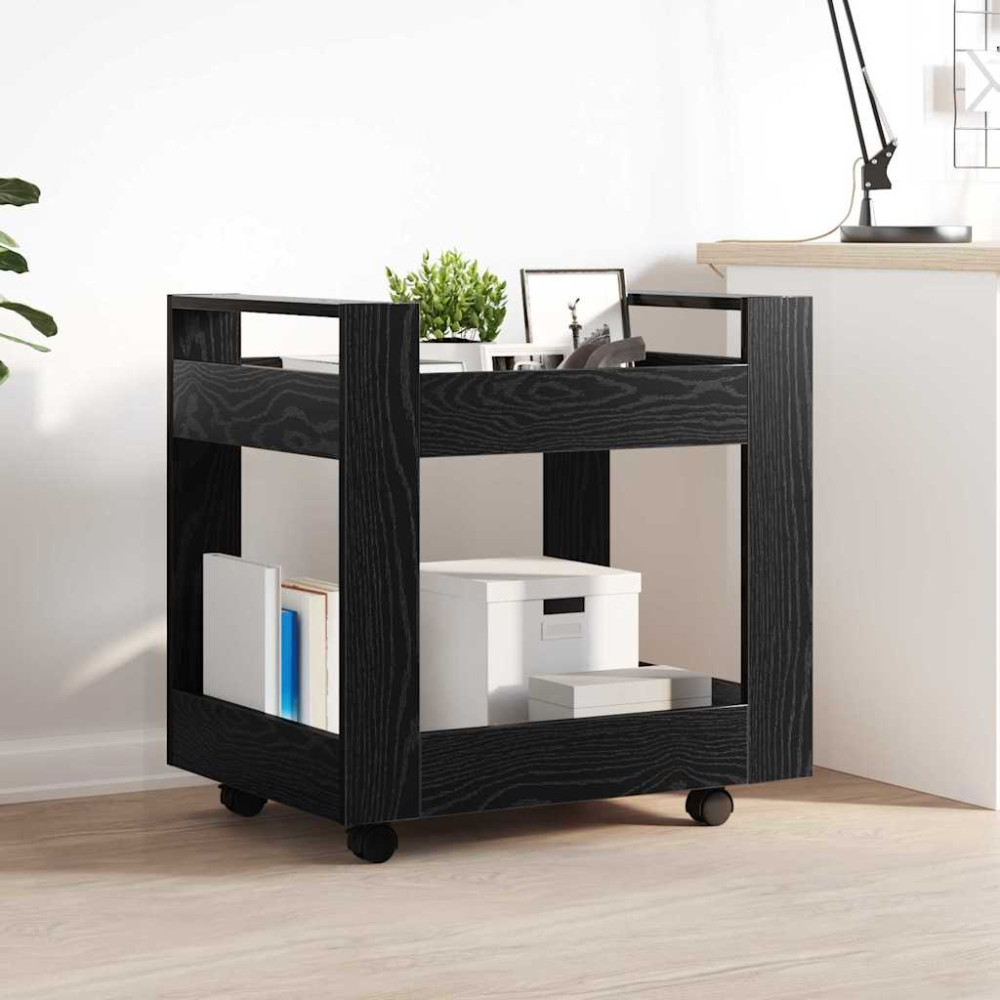 Produktbild för Bordsvagn Svart Ek 60 x 45 x 60 cm Konstruerat trä
