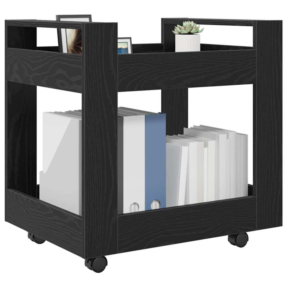 Produktbild för Bordsvagn Svart Ek 60 x 45 x 60 cm Konstruerat trä