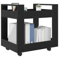Produktbild för Bordsvagn Svart Ek 60 x 45 x 60 cm Konstruerat trä