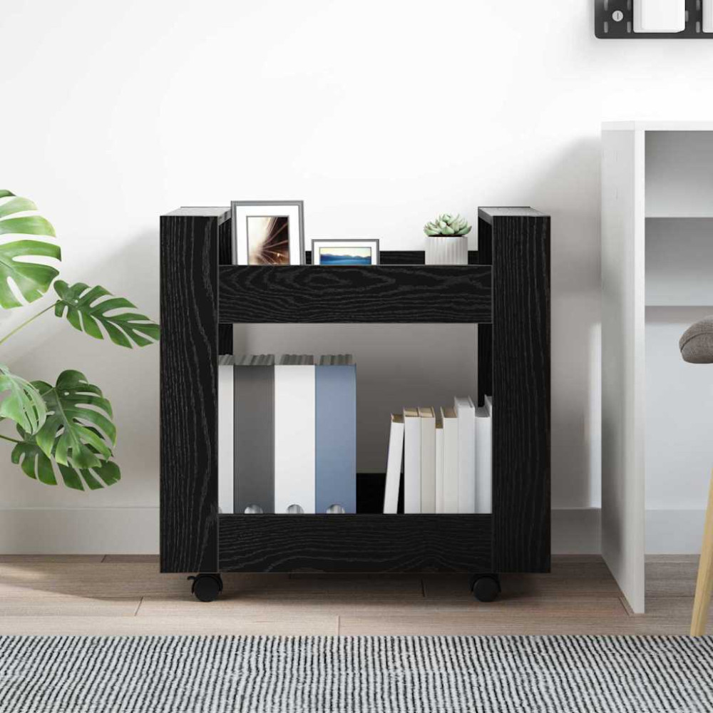 Produktbild för Bordsvagn Svart Ek 60 x 45 x 60 cm Konstruerat trä