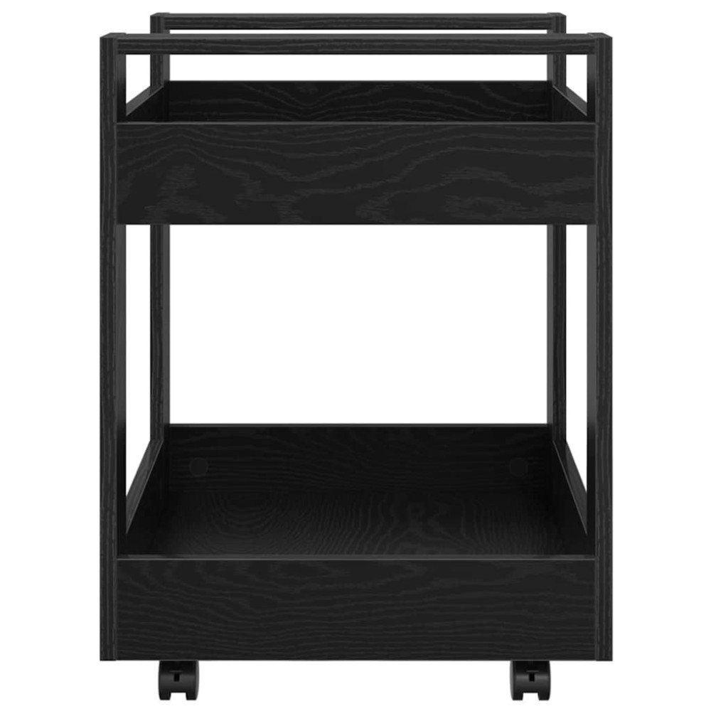 Produktbild för Bordsvagn Svart Ek 60 x 45 x 60 cm Konstruerat trä