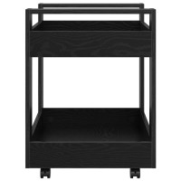 Produktbild för Bordsvagn Svart Ek 60 x 45 x 60 cm Konstruerat trä