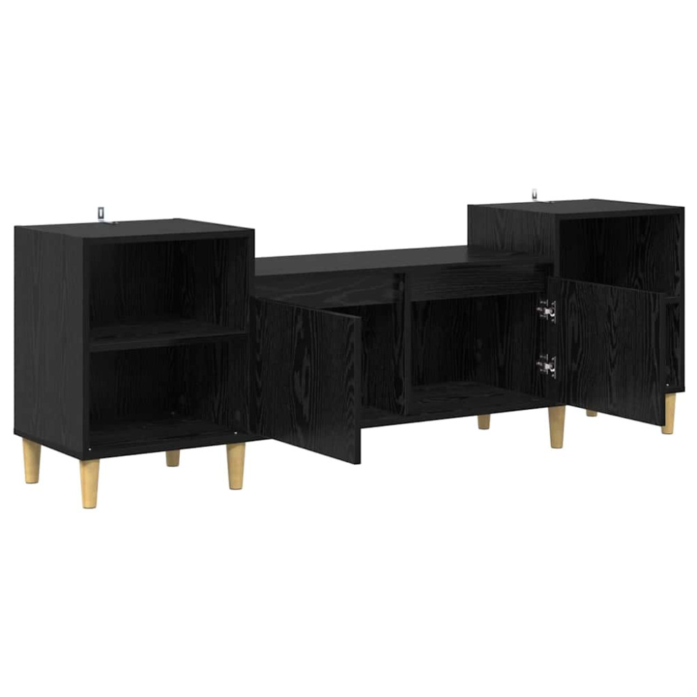 Produktbild för TV-skåp Svart Ek 160 x 35 x 55 cm Konstruerat trä