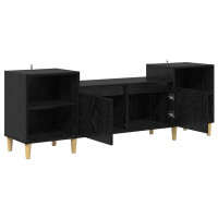 Produktbild för TV-skåp Svart Ek 160 x 35 x 55 cm Konstruerat trä