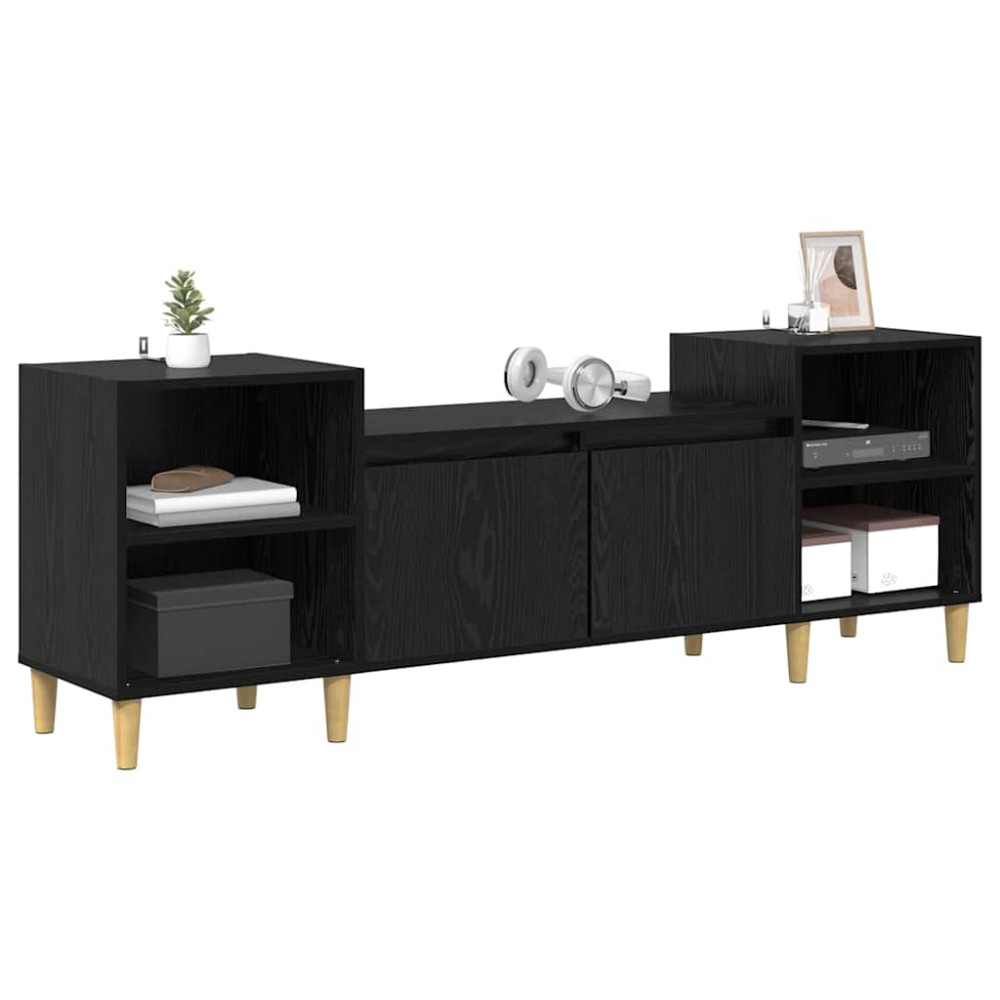 Produktbild för TV-skåp Svart Ek 160 x 35 x 55 cm Konstruerat trä