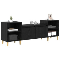 Produktbild för TV-skåp Svart Ek 160 x 35 x 55 cm Konstruerat trä