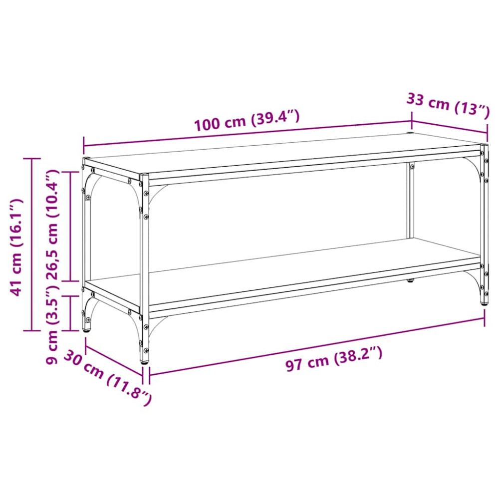 Produktbild för TV-skåp Gammalt trä 100x33x41cm Konstruerat trä och järn