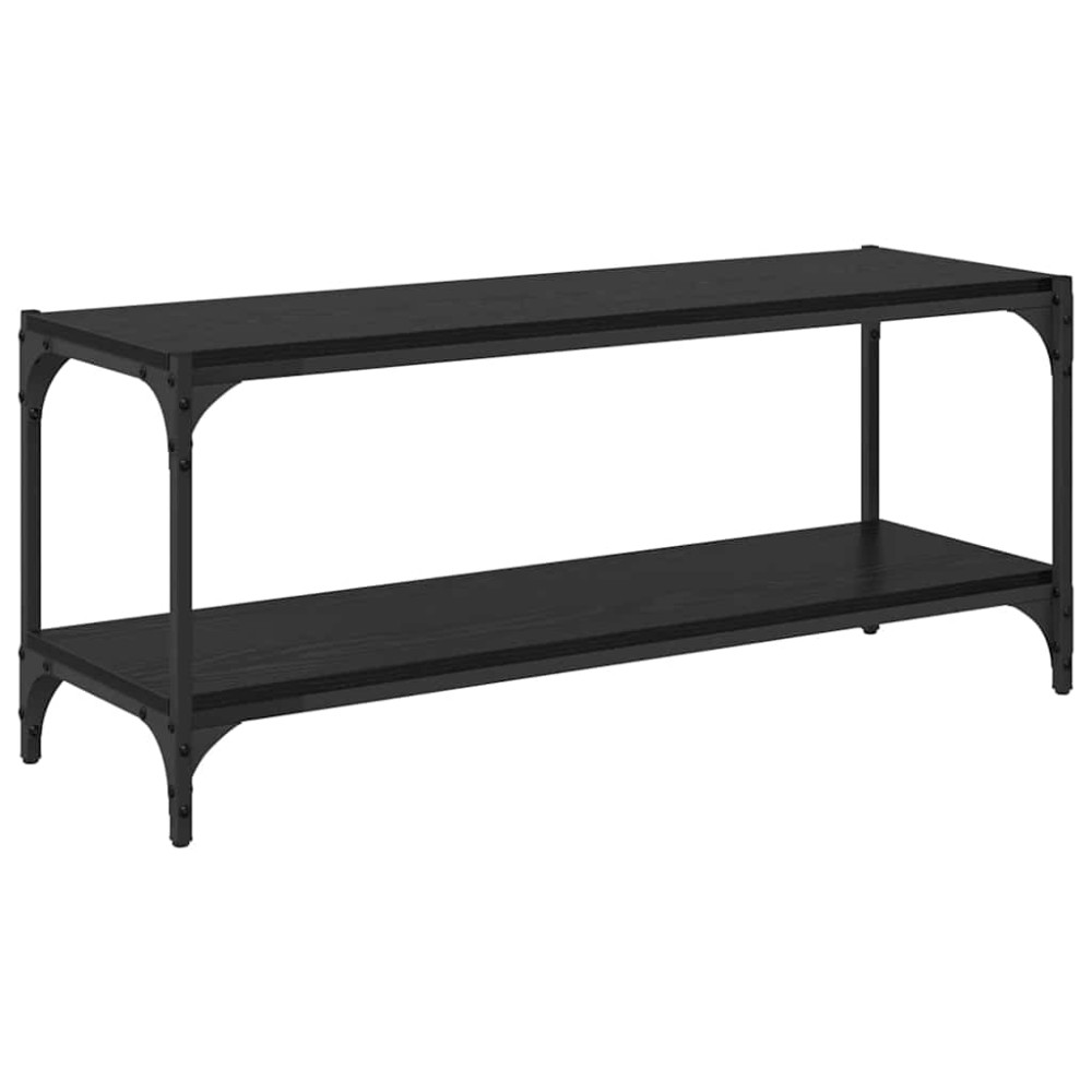 Produktbild för TV-skåp Svart Ek 100x33x41cm Konstruerat trä och järn