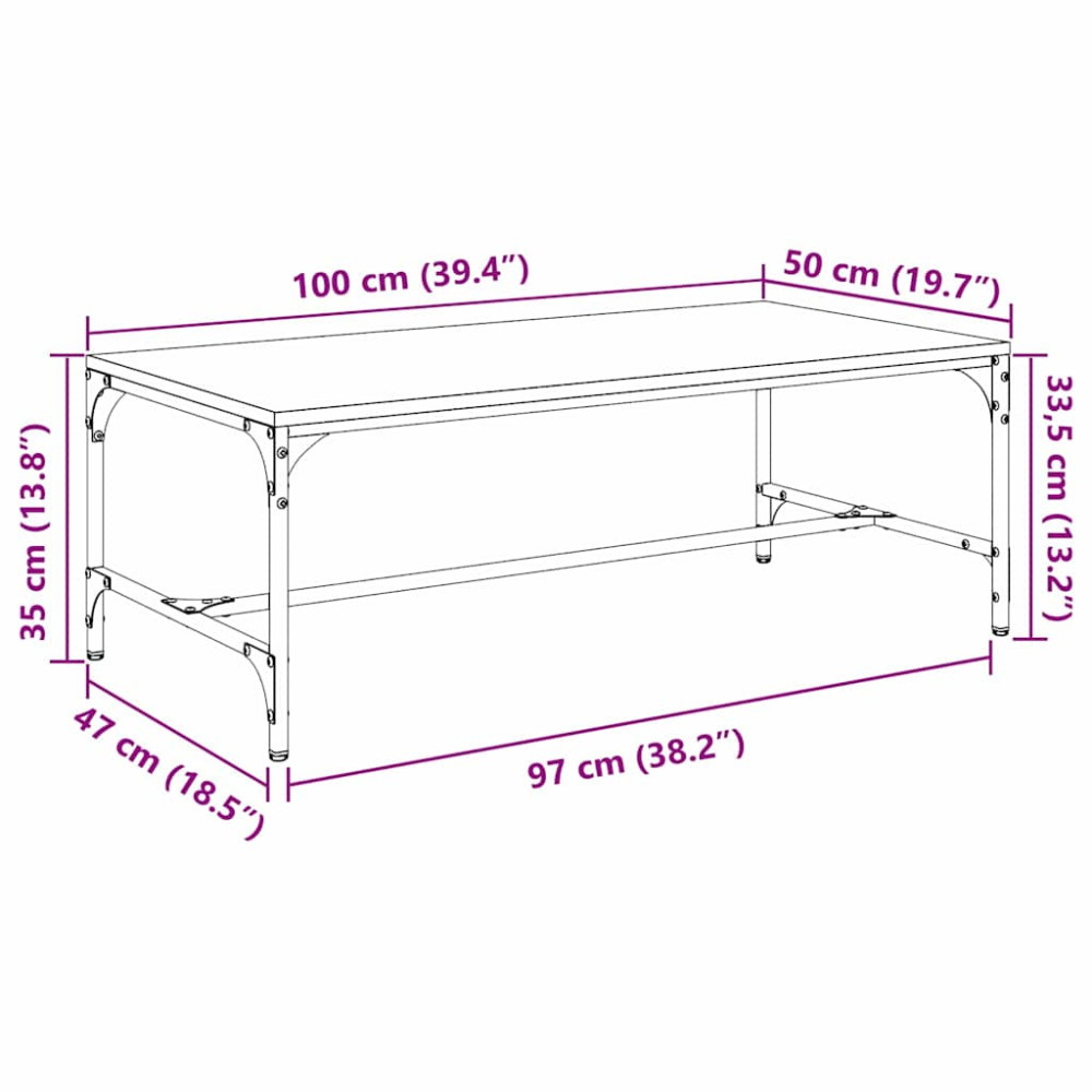 Produktbild för Kaffeebord Svart Ek 100 x 50 x 35 cm Konstruerat trä