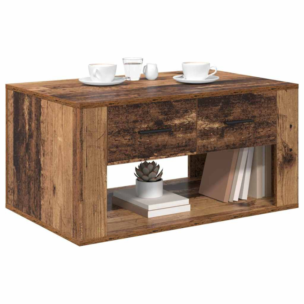 Produktbild för Kaffeebord med låda Gammalt trä 80 x 50 x 40 cm Konstruerat trä