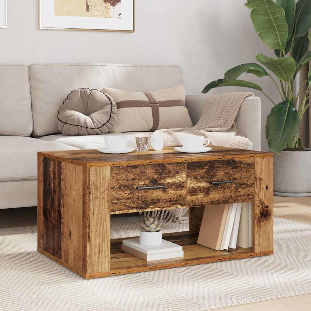 Produktbild för Kaffeebord med låda Gammalt trä 80 x 50 x 40 cm Konstruerat trä