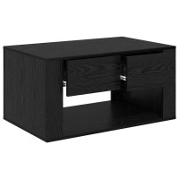 Produktbild för Kaffeebord med låda Svart Ek 80 x 50 x 40 cm Konstruerat trä