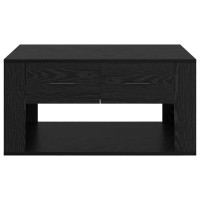 Produktbild för Kaffeebord med låda Svart Ek 80 x 50 x 40 cm Konstruerat trä