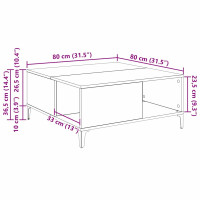 Produktbild för Kaffeebord Artisan Ek 80 x 80 x 36,5 cm Konstruerat trä