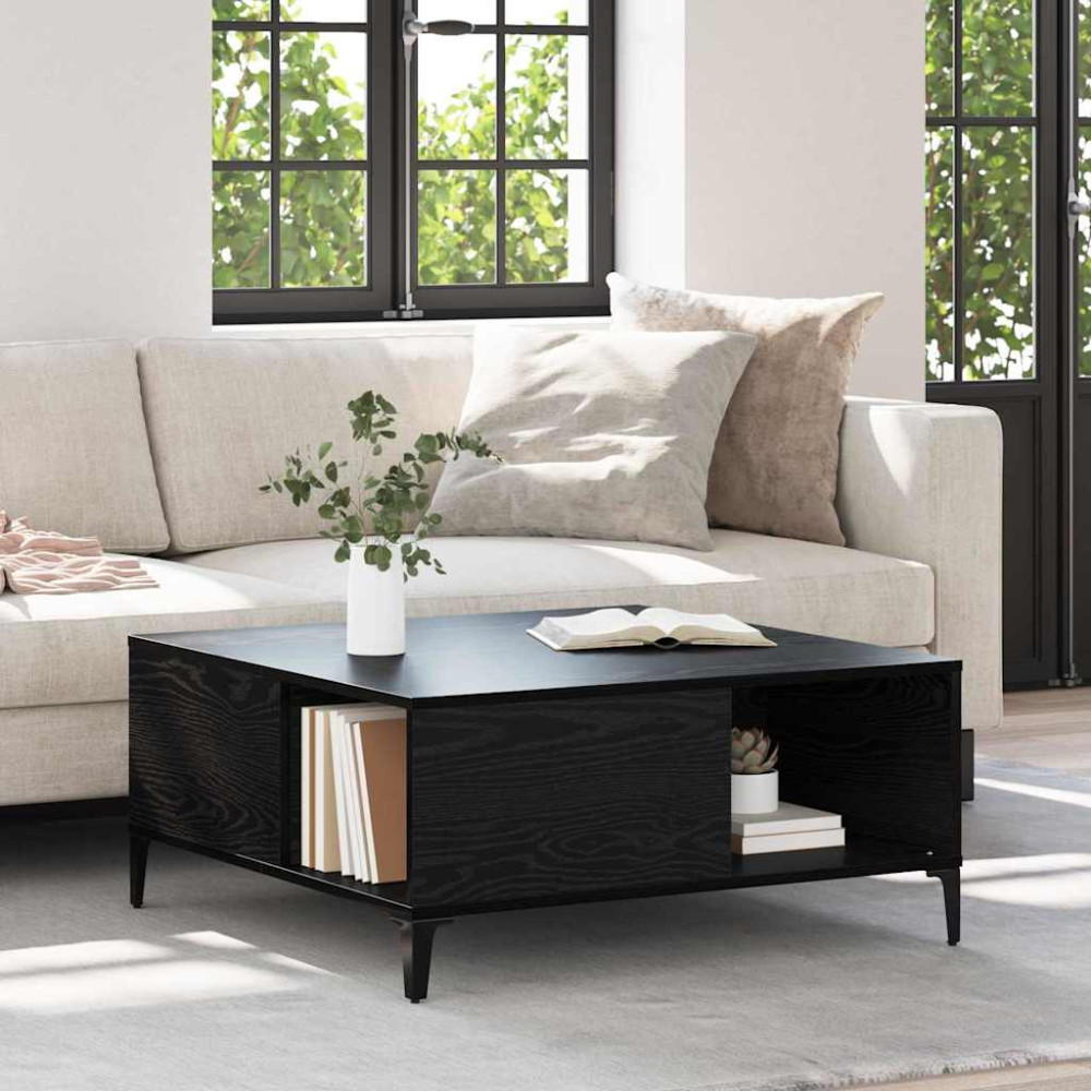 Produktbild för Kaffeebord Svart Ek 80 x 80 x 36,5 cm Konstruerat trä
