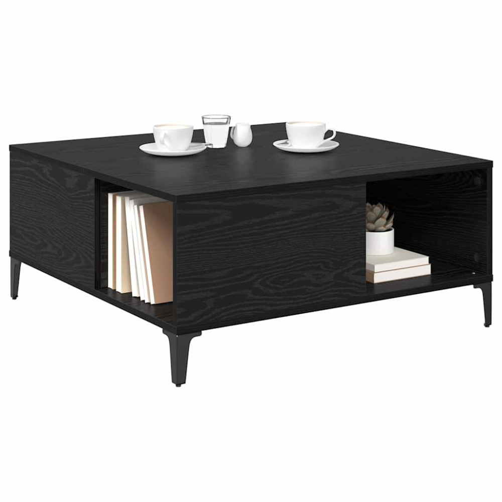 Produktbild för Kaffeebord Svart Ek 80 x 80 x 36,5 cm Konstruerat trä