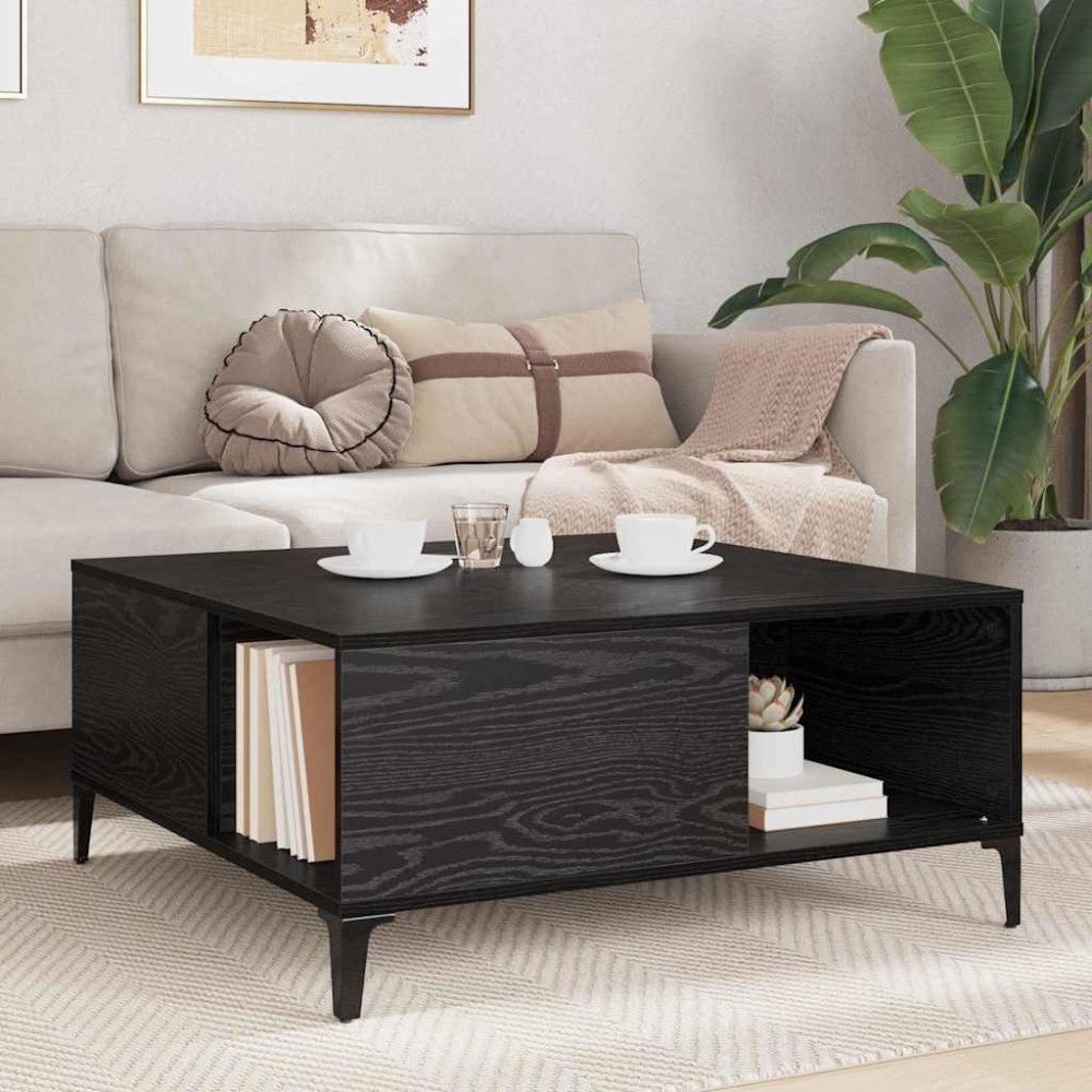 Produktbild för Kaffeebord Svart Ek 80 x 80 x 36,5 cm Konstruerat trä