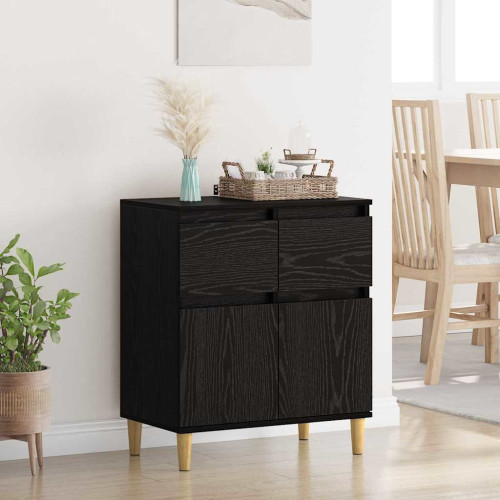 vidaXL Sideboard med låda Svart Ek 60 x 35 x 70 cm Konstruerat trä - Skänkar & Serveringsbord