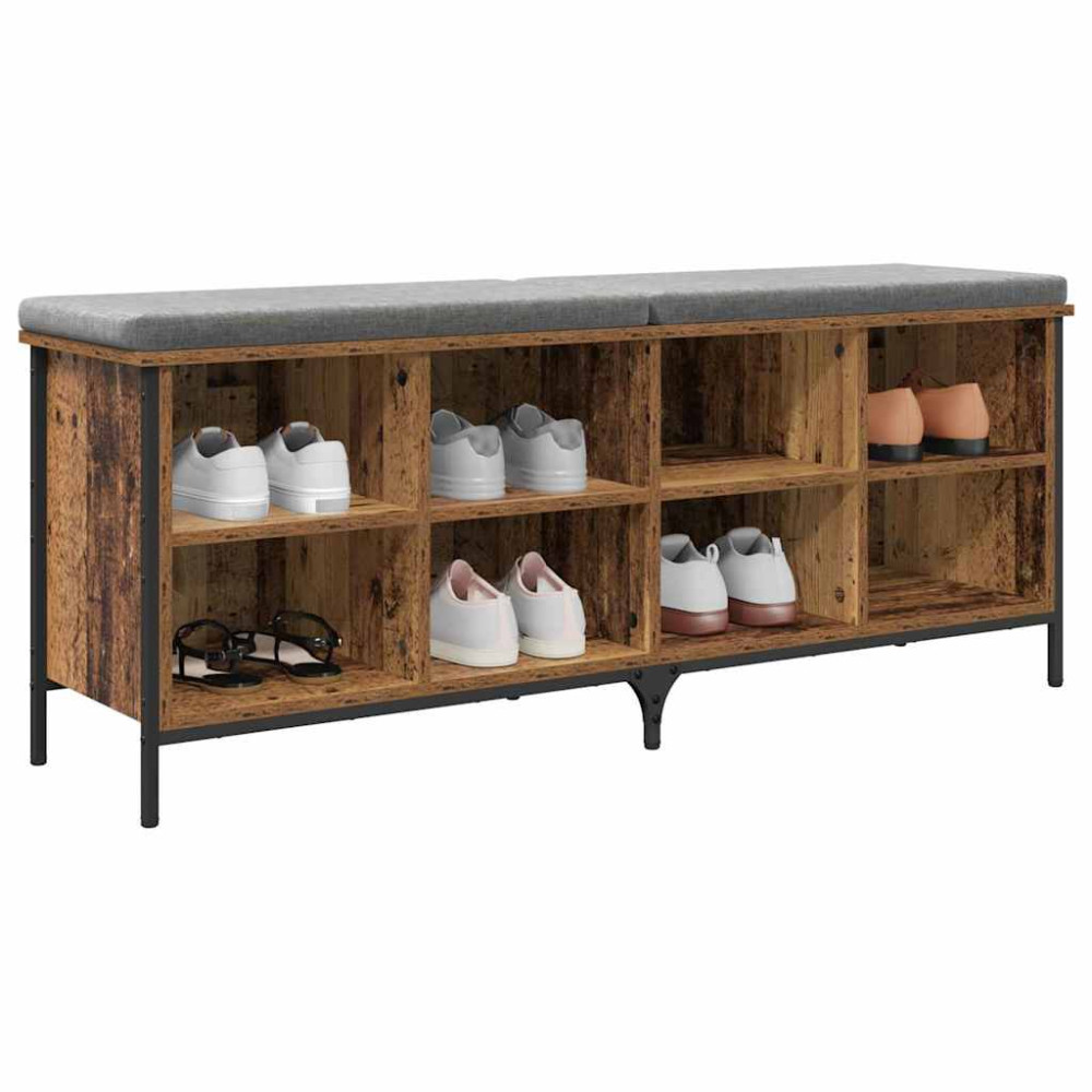 Produktbild för Skoskåp Gammalt trä 131 x 35 x 50 cm Konstruerat trä och järn