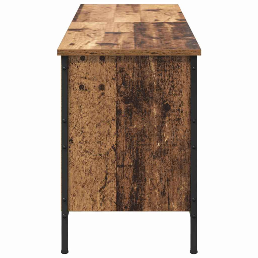 Produktbild för Skoskåp Gammalt trä 131 x 35 x 50 cm Konstruerat trä och järn