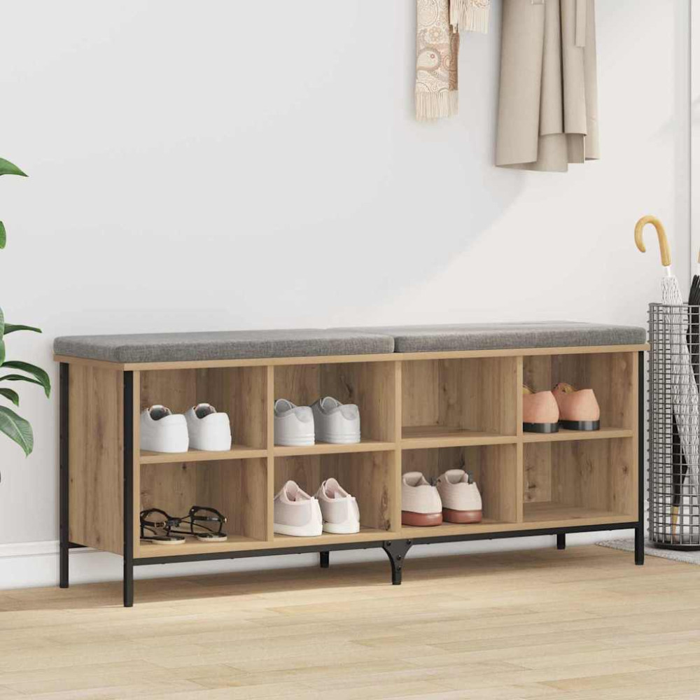 Produktbild för Skoskåp Artisan Ek 131 x 35 x 50 cm Konstruerat trä och järn